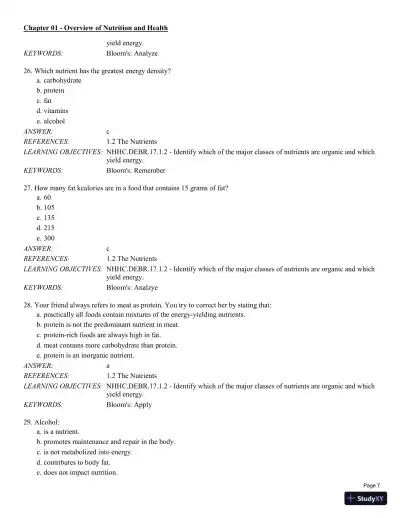 Test Bank For Nutrition for Health and Healthcare 6th Edition Test Bank - Page 8 preview image