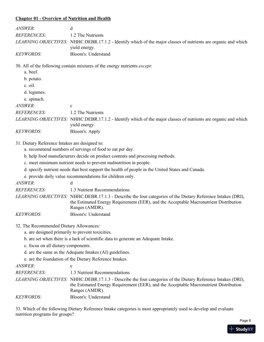Test Bank For Nutrition for Health and Healthcare 6th Edition Test Bank, page 9