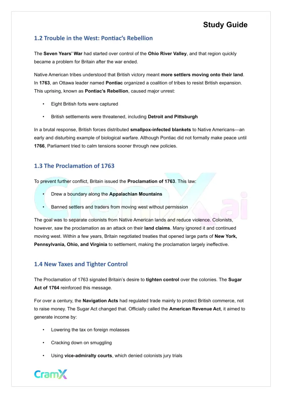 U.S. History I - From Discontent to Revolution, page 2