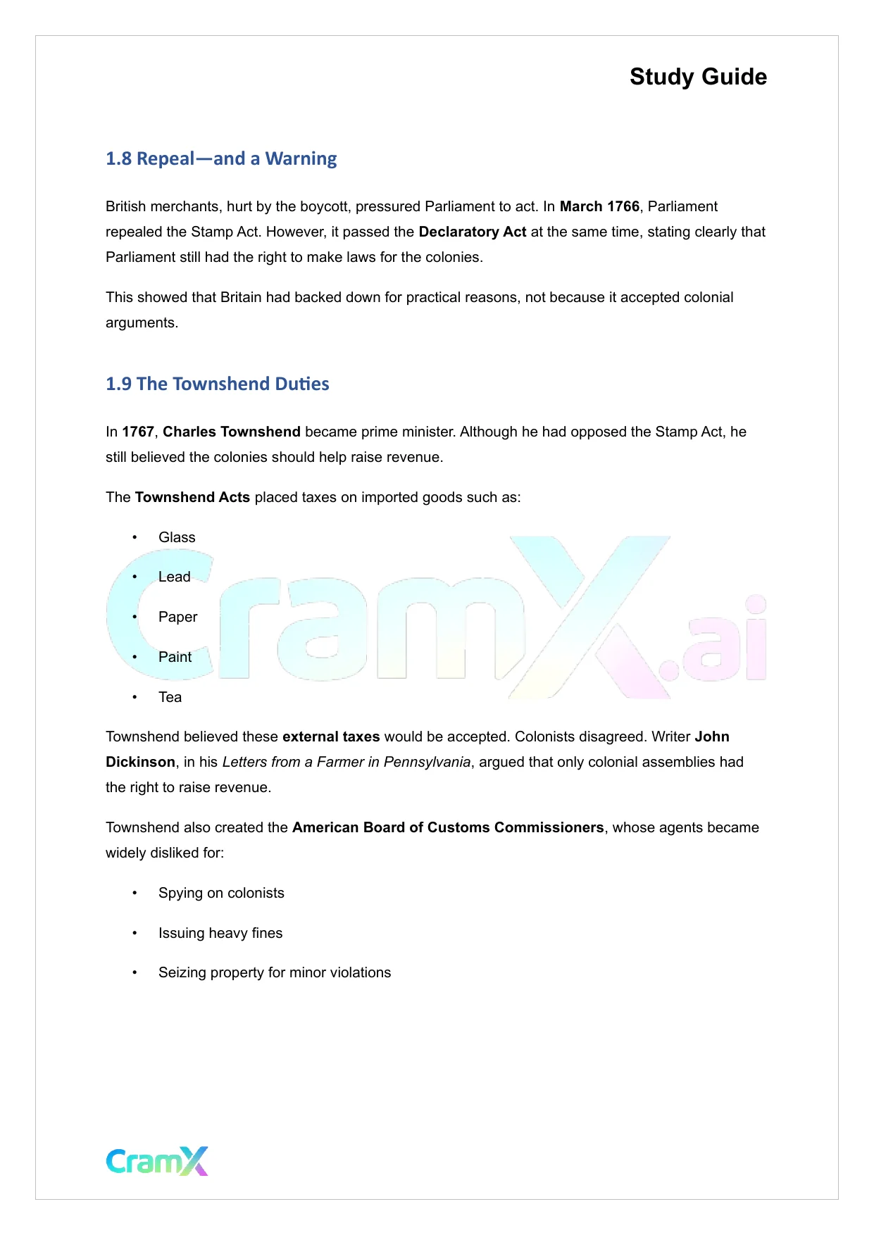 U.S. History I - From Discontent to Revolution - Page 4 preview image