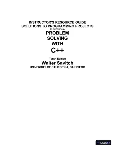 Solution Manual for Problem Solving with C++, 10th Edition - Page 1 preview image