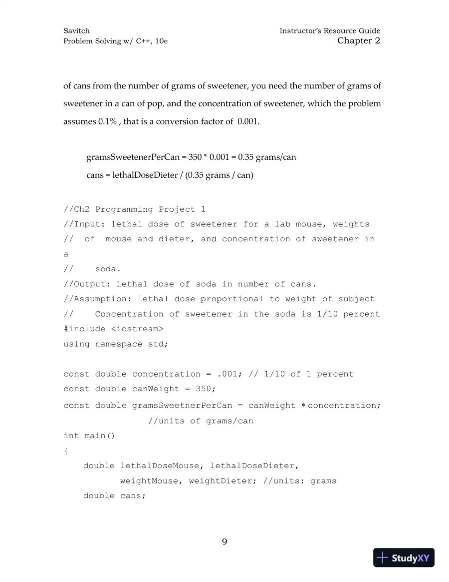 Solution Manual for Problem Solving with C++, 10th Edition, page 18