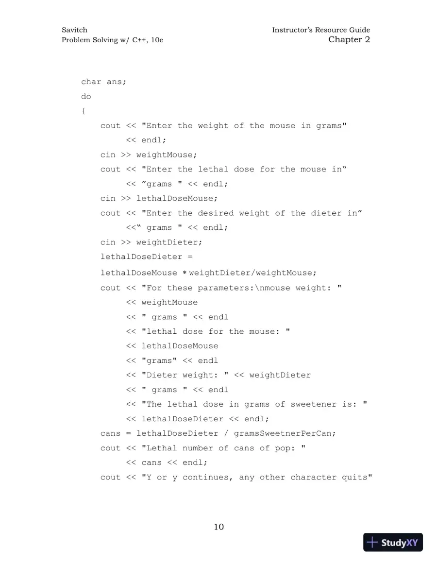 Solution Manual for Problem Solving with C++, 10th Edition, page 19