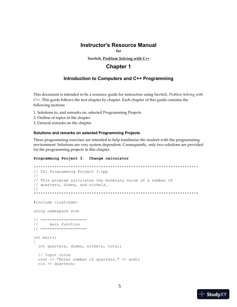 Solution Manual for Problem Solving with C++, 10th Edition, page 5