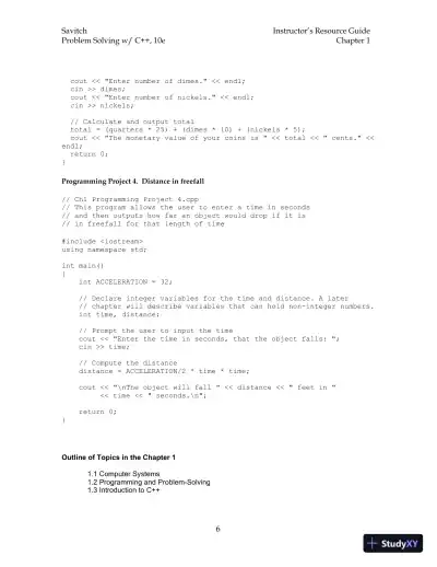 Solution Manual for Problem Solving with C++, 10th Edition - Page 6 preview image