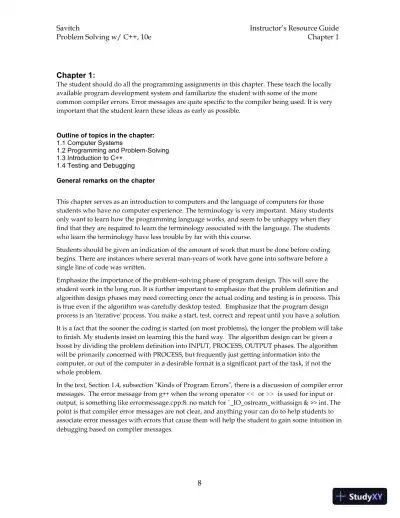 Solution Manual for Problem Solving with C++, 10th Edition - Page 8 preview image