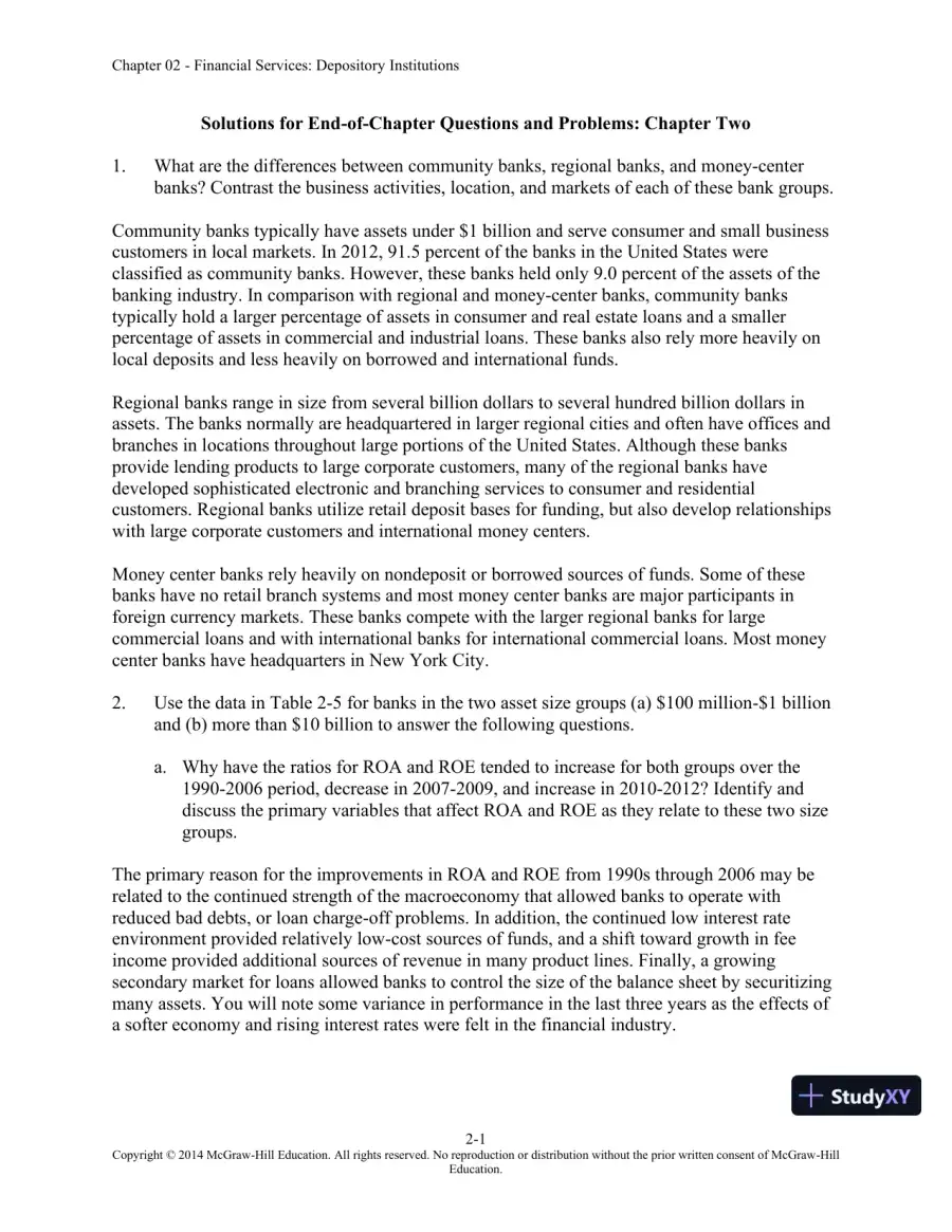 Solution Manual for Financial Institutions Management: A Risk Management Approach, 8th Edition, page 16