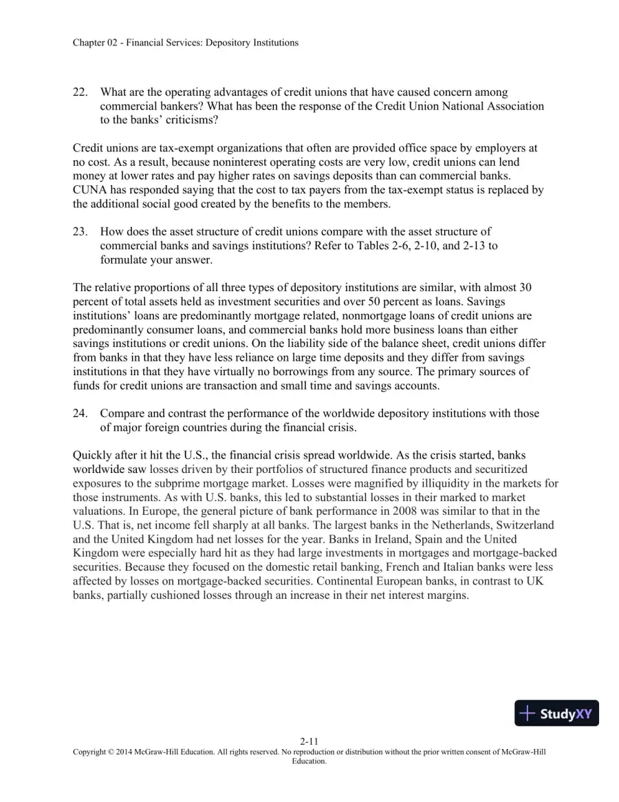 Solution Manual for Financial Institutions Management: A Risk Management Approach, 8th Edition, page 26