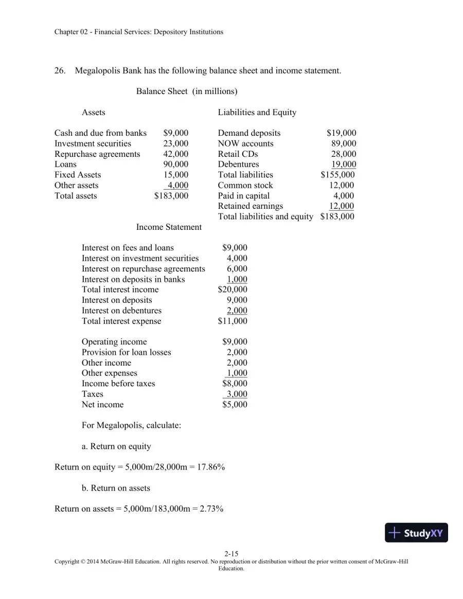 Solution Manual for Financial Institutions Management: A Risk Management Approach, 8th Edition, page 30