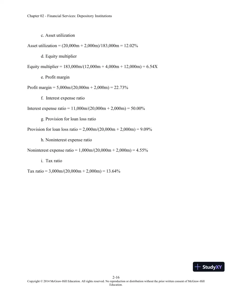 Solution Manual for Financial Institutions Management: A Risk Management Approach, 8th Edition, page 31