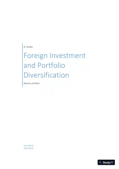Foreign Investments and Portfolio Diversification - Page 1 preview image
