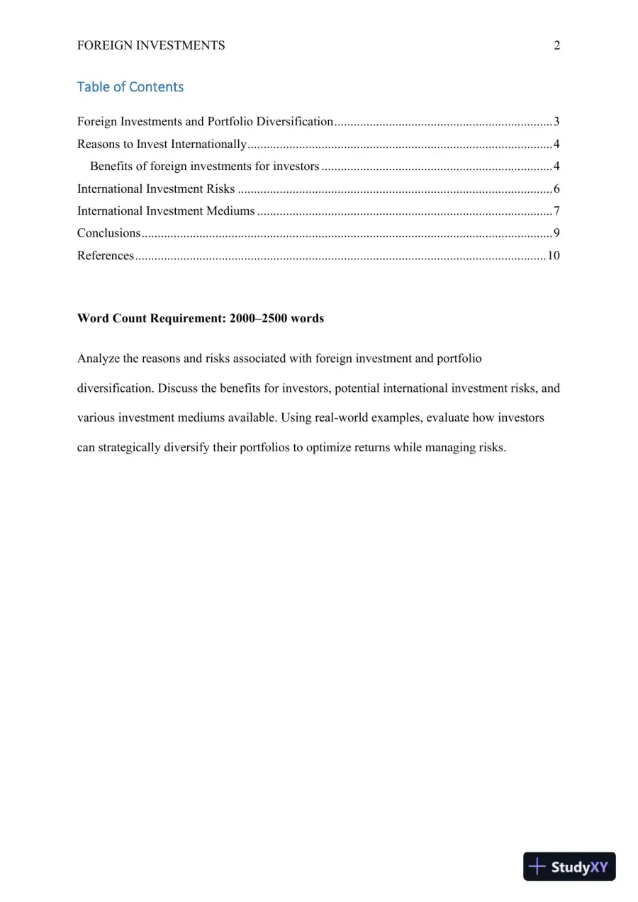 Foreign Investments and Portfolio Diversification, page 3