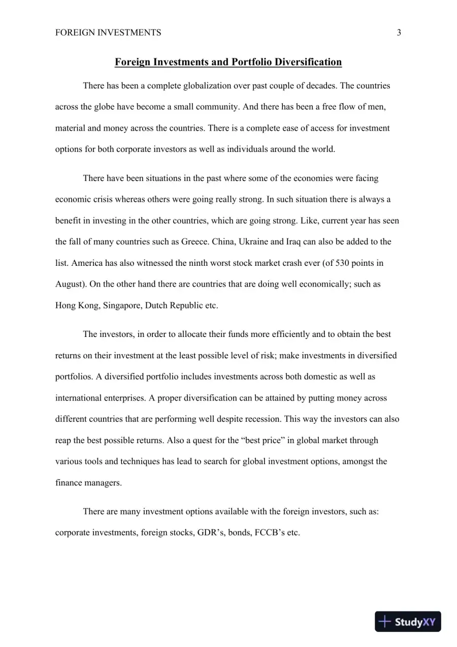 Foreign Investments and Portfolio Diversification, page 4