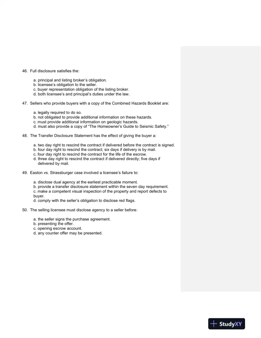 California Real Estate Practice 2nd Edition Test Bank, page 10