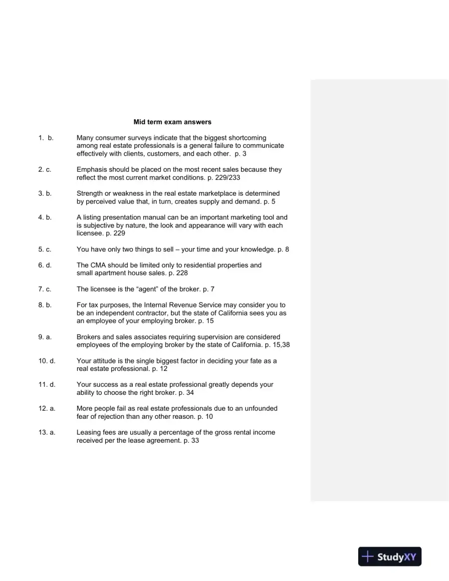 California Real Estate Practice 2nd Edition Test Bank, page 11