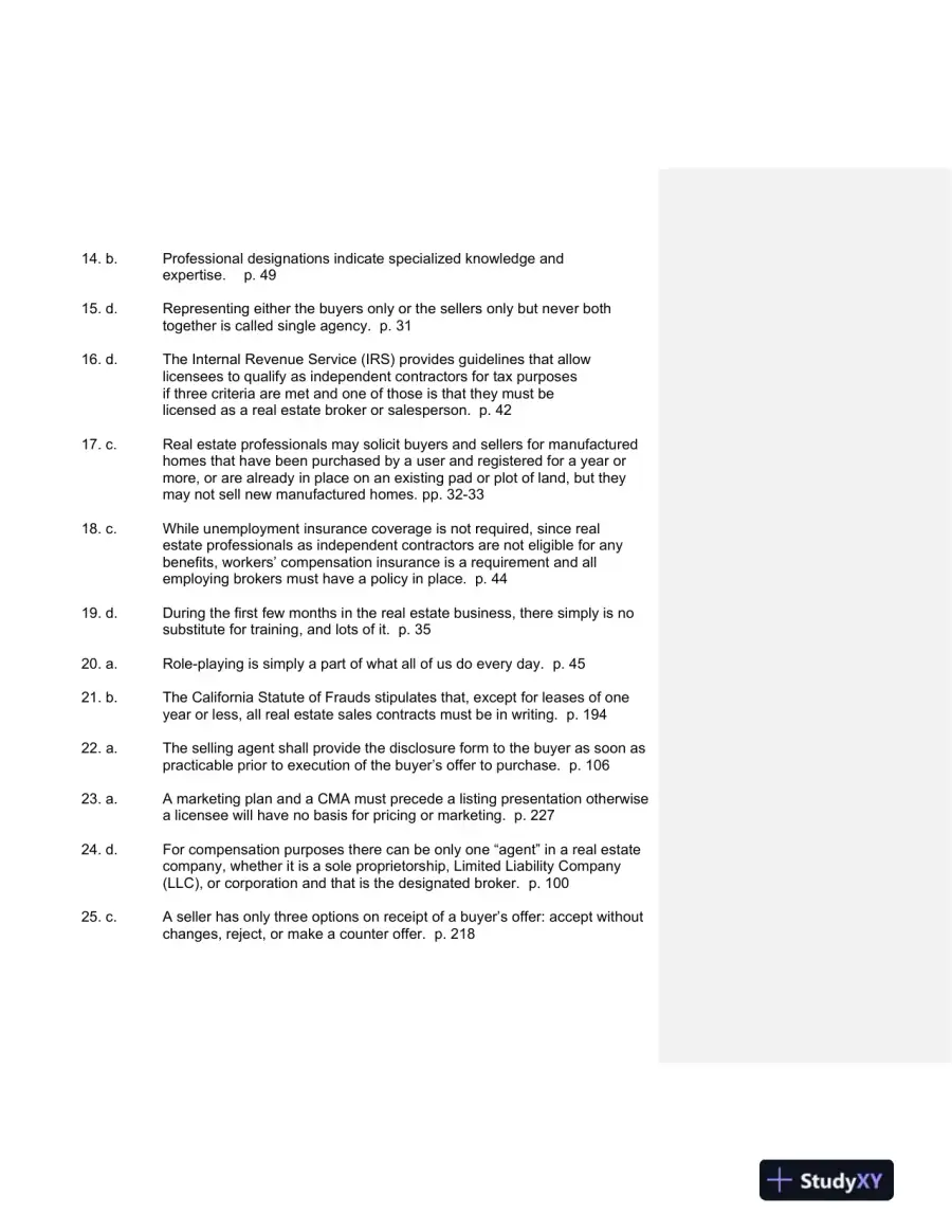 California Real Estate Practice 2nd Edition Test Bank, page 12