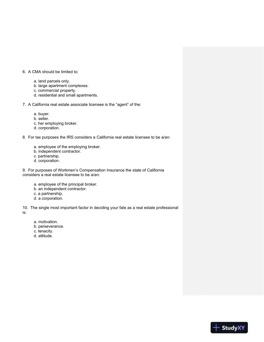 California Real Estate Practice 2nd Edition Test Bank, page 3