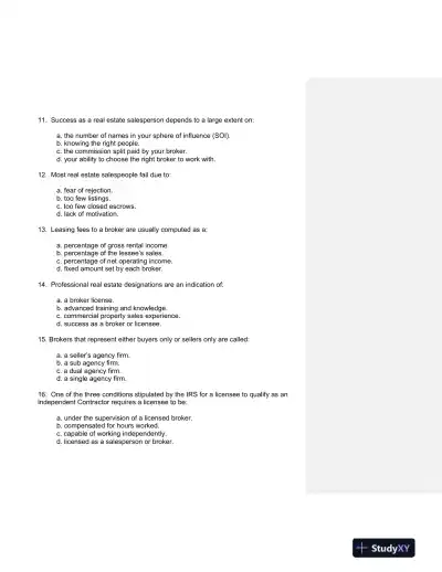 California Real Estate Practice 2nd Edition Test Bank - Page 4 preview image