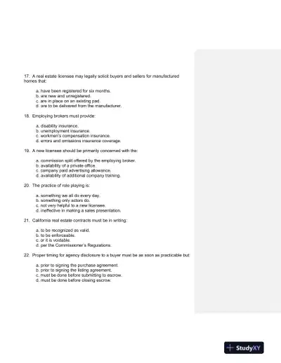 California Real Estate Practice 2nd Edition Test Bank - Page 5 preview image