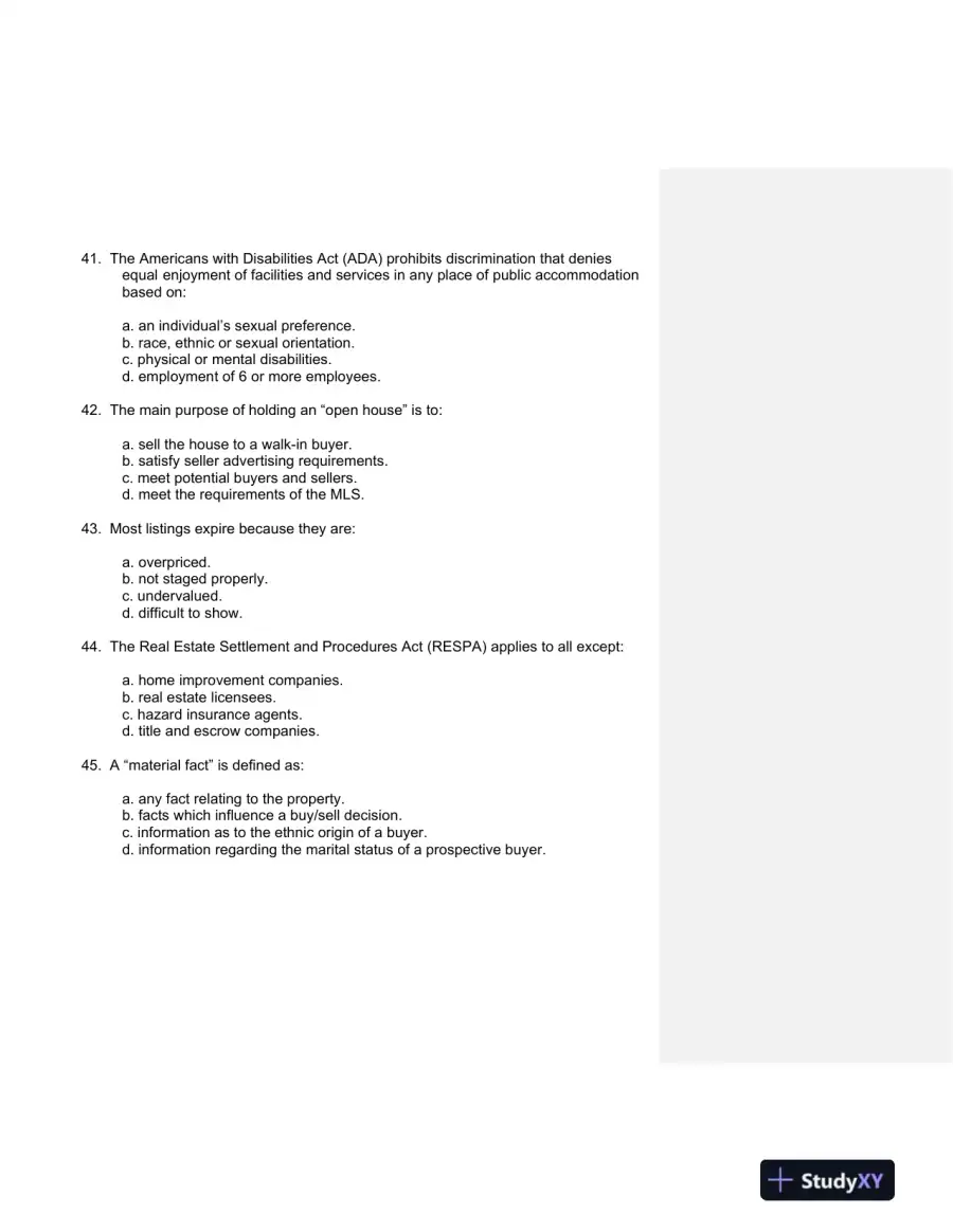 California Real Estate Practice 2nd Edition Test Bank, page 9