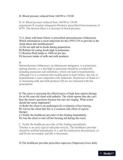 2017 HESI PN Pharmacology Version 2 With Answers (55 Solved Questions) - Page 4 preview image