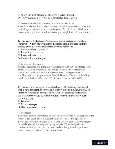 2017 HESI PN Pharmacology Version 2 With Answers (55 Solved Questions) - Page 6 preview image