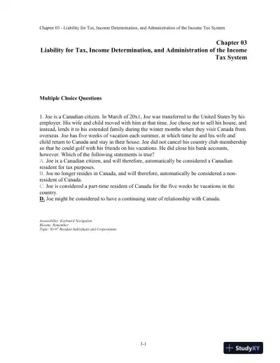 Canadian Income Taxation, 2018/2019, 21st Edition Test Bank - Page 14 preview image