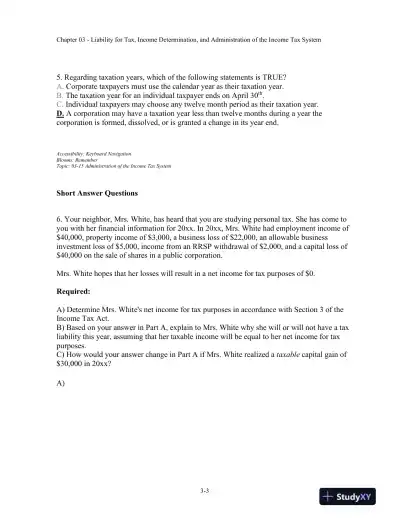 Canadian Income Taxation, 2018/2019, 21st Edition Test Bank - Page 16 preview image