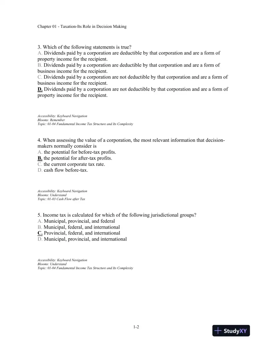 Canadian Income Taxation, 2018/2019, 21st Edition Test Bank, page 3