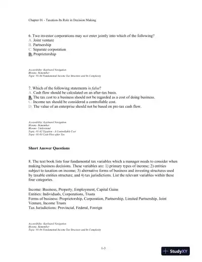 Canadian Income Taxation, 2018/2019, 21st Edition Test Bank - Page 4 preview image