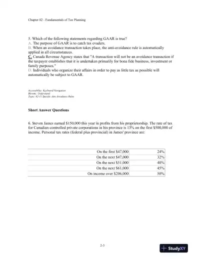 Canadian Income Taxation, 2018/2019, 21st Edition Test Bank - Page 8 preview image