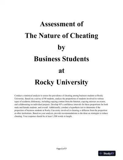 Assessment of The Nature of Cheating by Business Students at Rocky University - Page 1 preview image