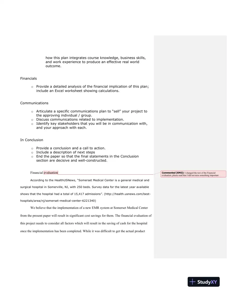 Implementation And Financial Evaluation Of Electronic Medical Record (EMR) System At Somerset Medical Center, page 4
