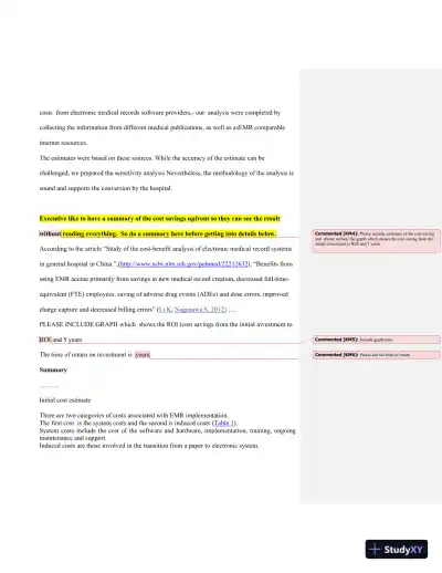Implementation And Financial Evaluation Of Electronic Medical Record (EMR) System At Somerset Medical Center - Page 5 preview image
