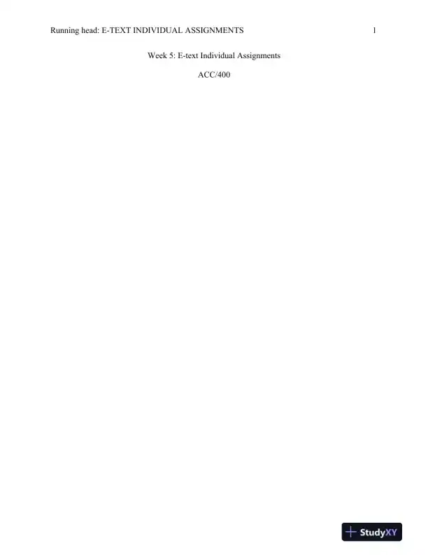 ACC/400 Week 5: E-text Individual Assignments - Page 1 preview image