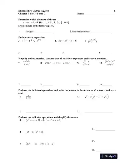 Test Bank for College Algebra, 6th Edition - Page 10 preview image