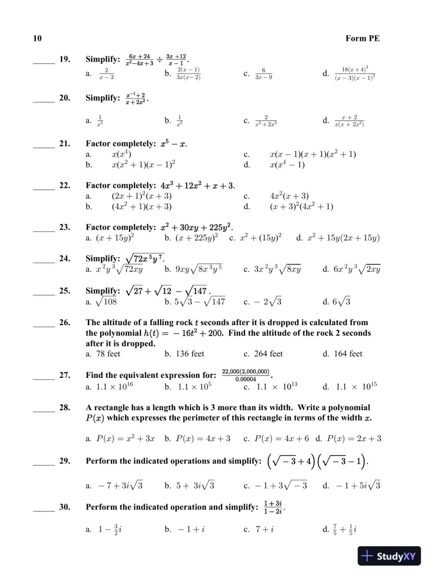 Test Bank for College Algebra, 6th Edition, page 15