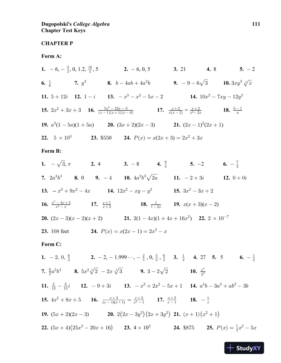 Test Bank for College Algebra, 6th Edition, page 4