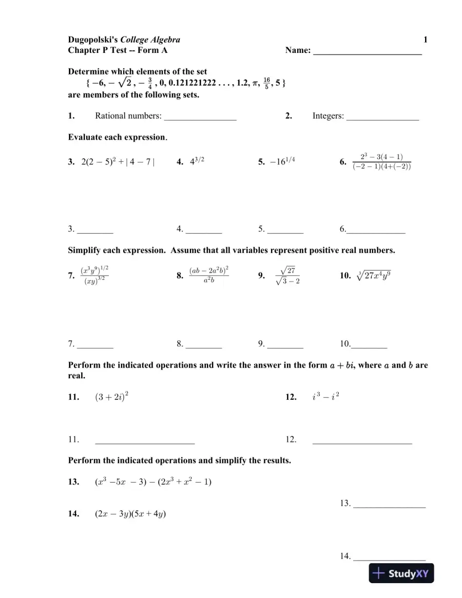 Test Bank for College Algebra, 6th Edition, page 6