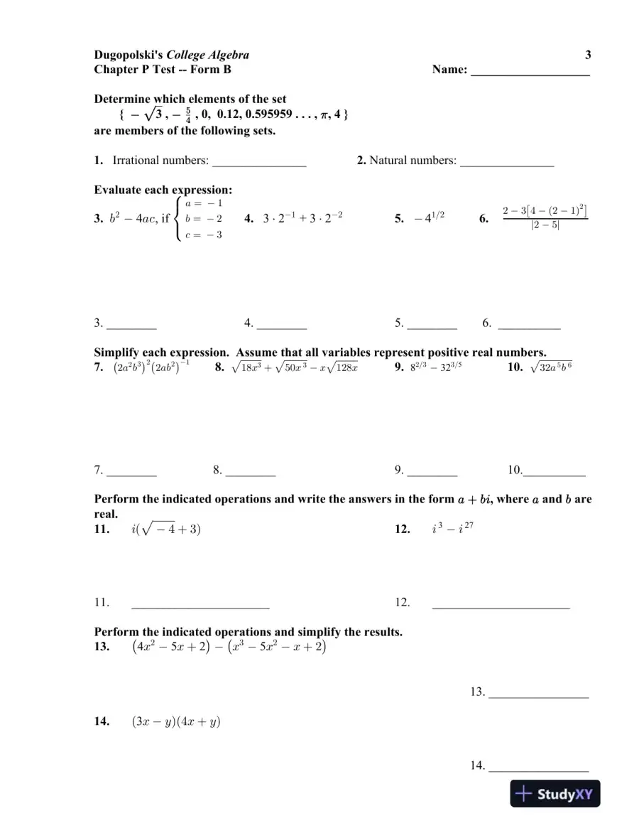 Test Bank for College Algebra, 6th Edition, page 8