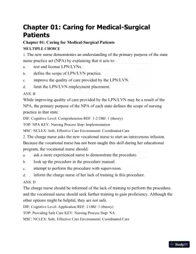 Test Bank For Medical-Surgical Nursing: Concepts and Practice, 2nd Edition - Page 1 preview image