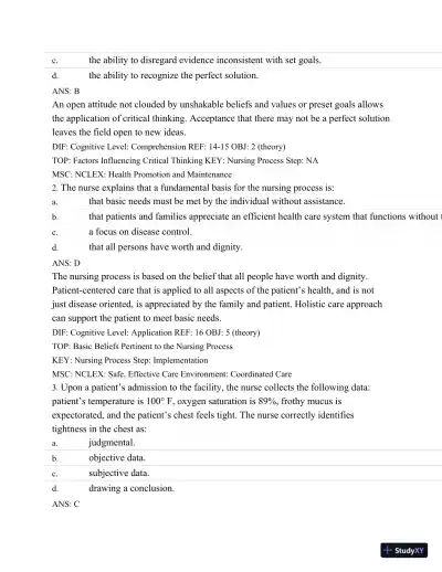Test Bank For Medical-Surgical Nursing: Concepts and Practice, 2nd Edition - Page 14 preview image