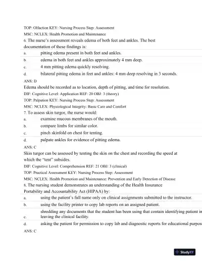 Test Bank For Medical-Surgical Nursing: Concepts and Practice, 2nd Edition - Page 16 preview image
