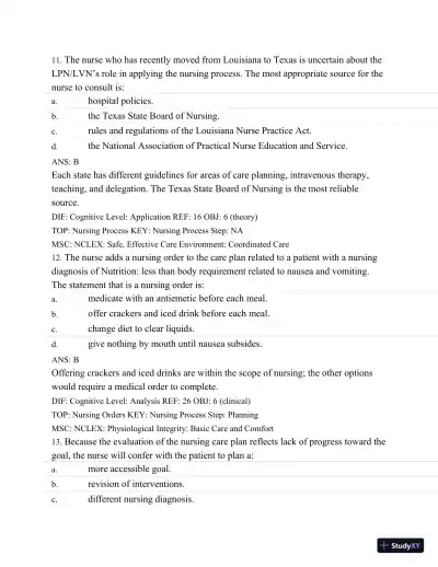 Test Bank For Medical-Surgical Nursing: Concepts and Practice, 2nd Edition - Page 18 preview image