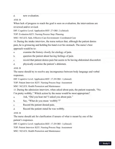 Test Bank For Medical-Surgical Nursing: Concepts and Practice, 2nd Edition - Page 19 preview image