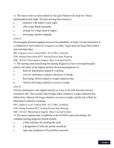 Test Bank For Medical-Surgical Nursing: Concepts and Practice, 2nd Edition - Page 20 preview image