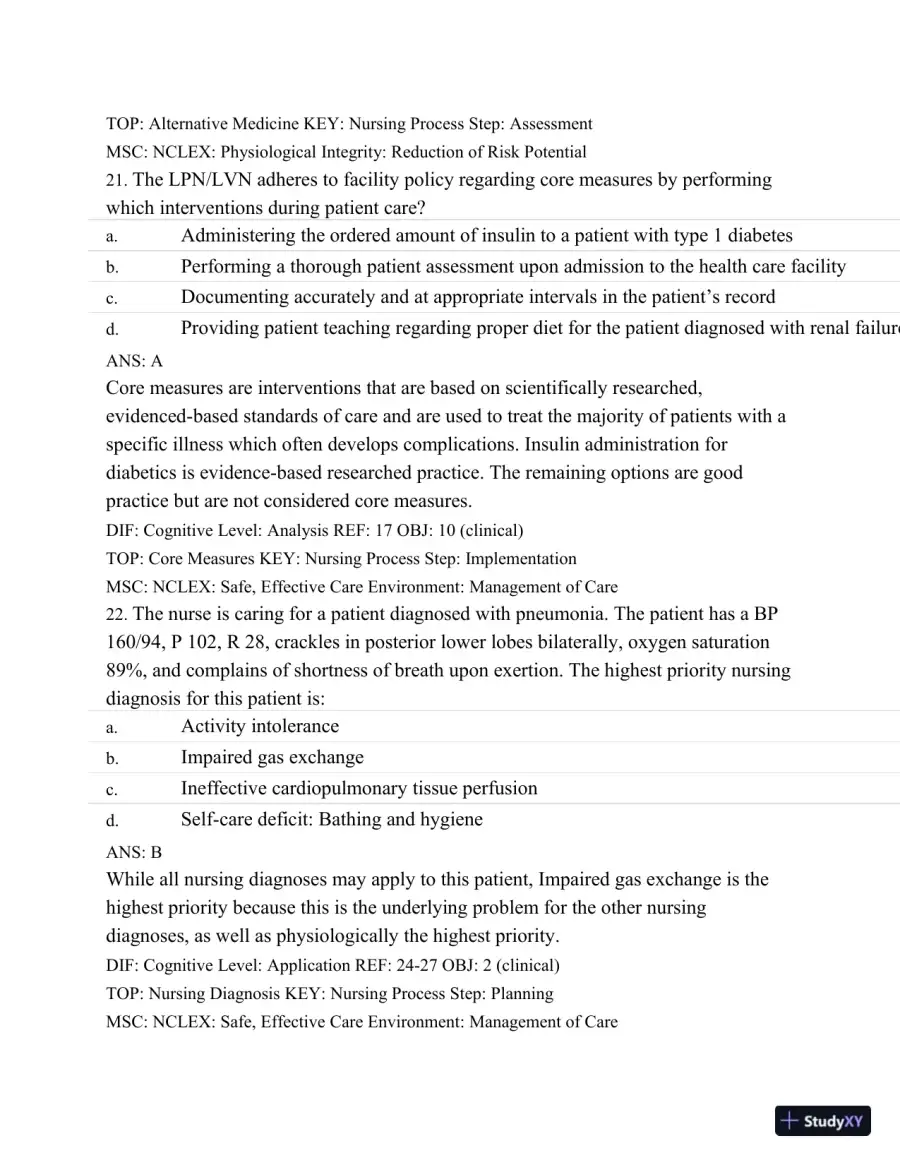 Test Bank For Medical-Surgical Nursing: Concepts and Practice, 2nd Edition, page 22