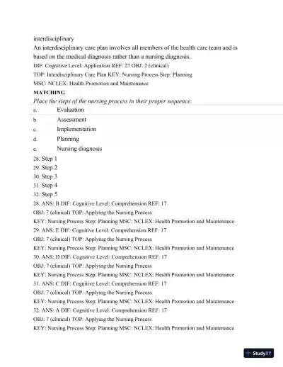 Test Bank For Medical-Surgical Nursing: Concepts and Practice, 2nd Edition - Page 25 preview image
