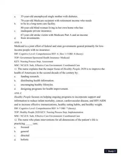 Test Bank For Medical-Surgical Nursing: Concepts and Practice, 2nd Edition - Page 6 preview image