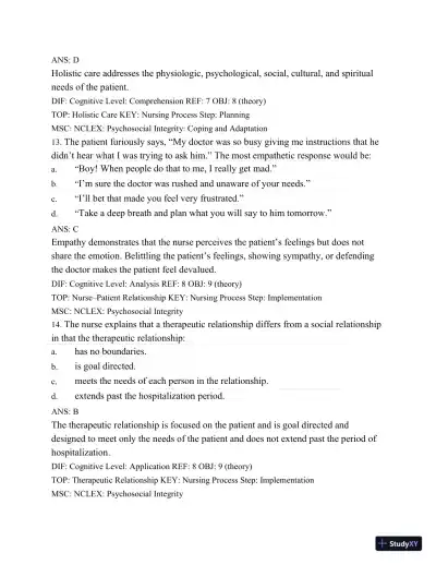 Test Bank For Medical-Surgical Nursing: Concepts and Practice, 2nd Edition - Page 7 preview image